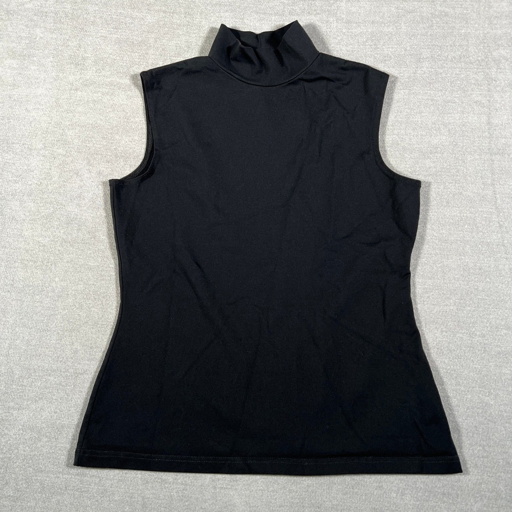 Express Tricot Mock Neck Sleeveless Stretch Tank Top Women Large Black Nylon